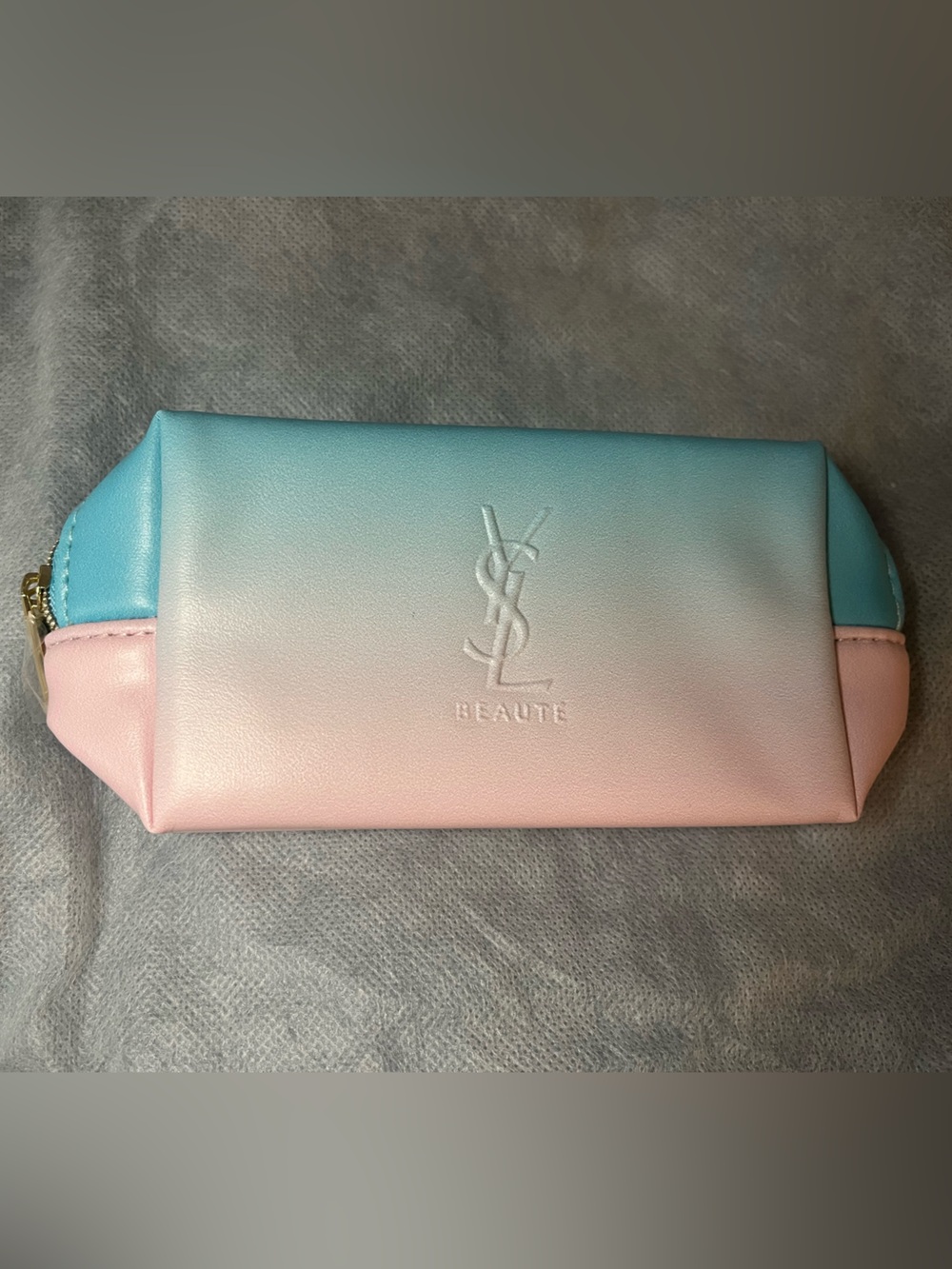 Yves Saint Laurent Ombre Pastel Pink and Blue Cosmetic Pouch